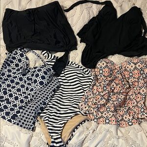 Black, Navy, and Peach Swimsuit Collection